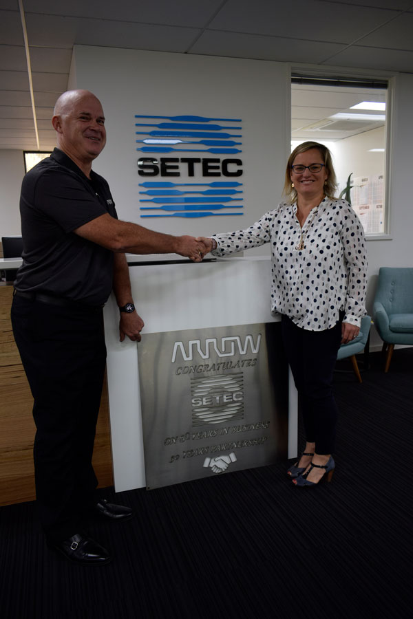 Presentation of Arrow sign to Louise Bayliss, CEO of Setec